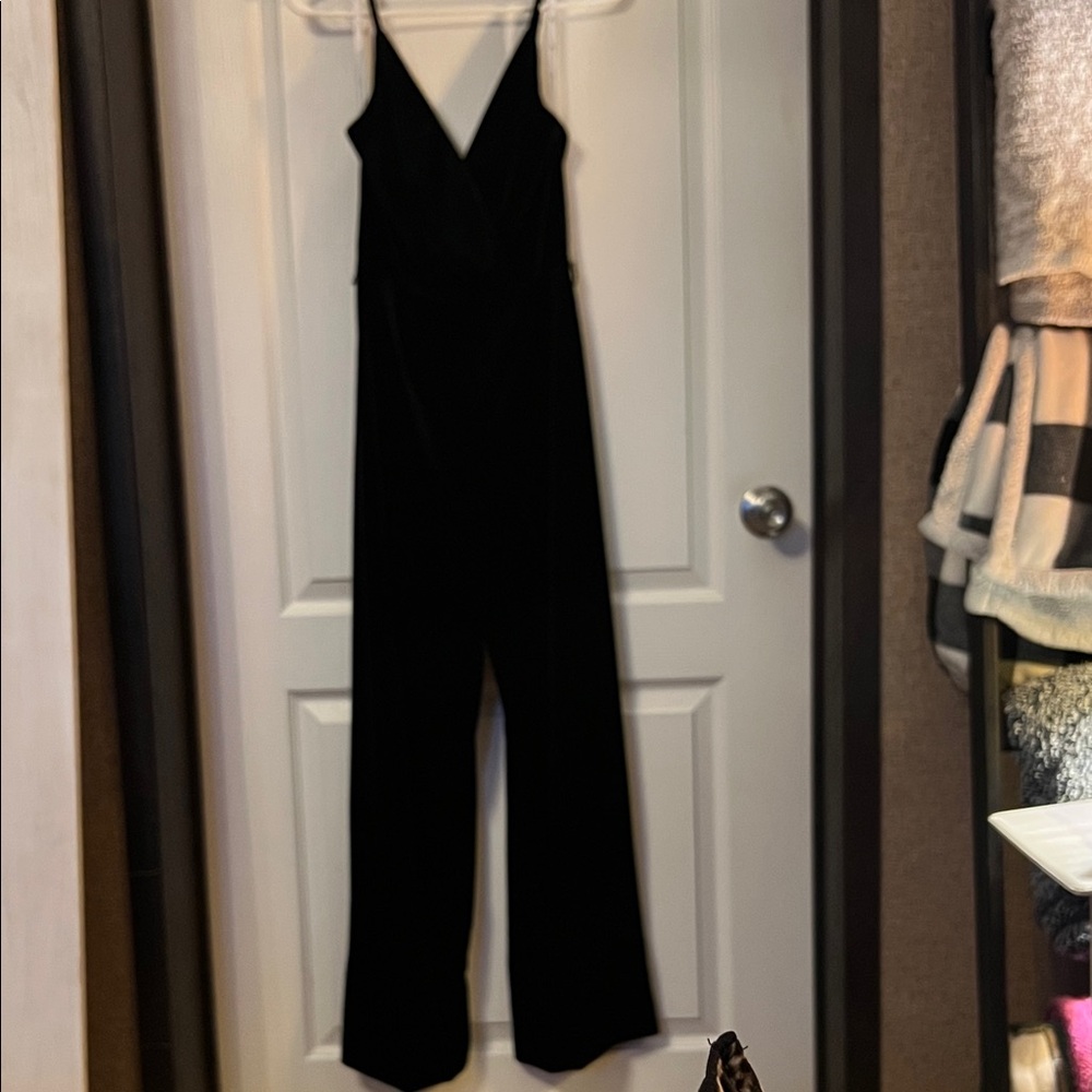 David's Bridal Black Velvet Jumpsuit
